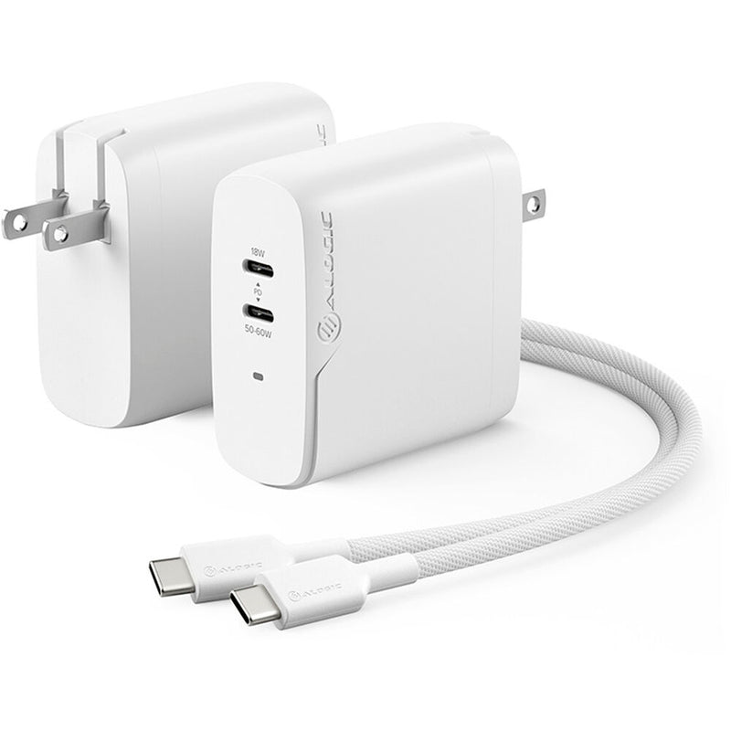 ALOGIC 68W Rapid Power 2-Port USB-C PD GaN Charger (White)