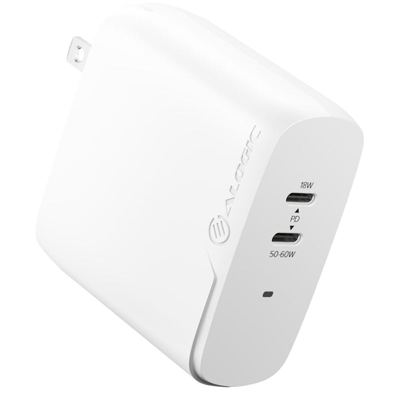 ALOGIC 68W Rapid Power 2-Port USB-C PD GaN Charger (White)