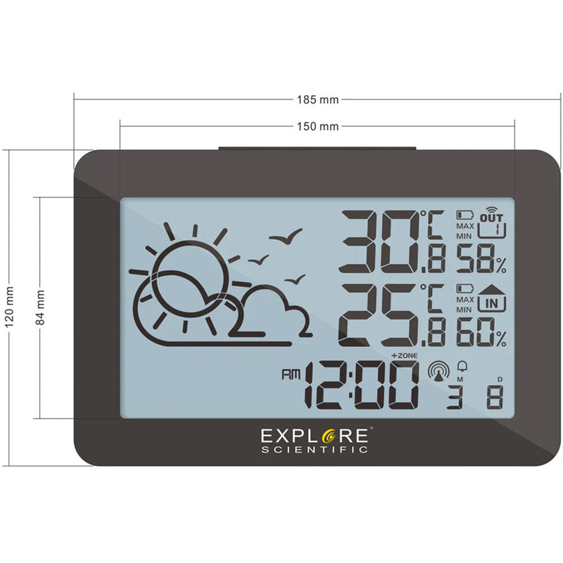 Explore Scientific Large Display Weather Station with Temperature and Humidity