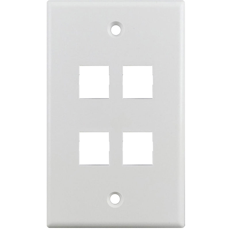 Simply45 S45-3204W 4-Port Single-Gang Keystone Wall Plate (White, 10-Pack)