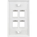 Simply45 S45-3204W 4-Port Single-Gang Keystone Wall Plate (White, 10-Pack)