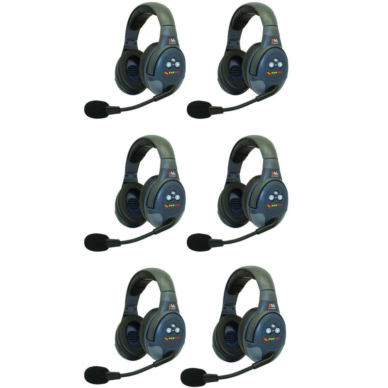 Eartec EVADE EVX6D Light-Industrial Full-Duplex Wireless Intercom System with 6 Dual-Ear Headsets (2.4 GHz)