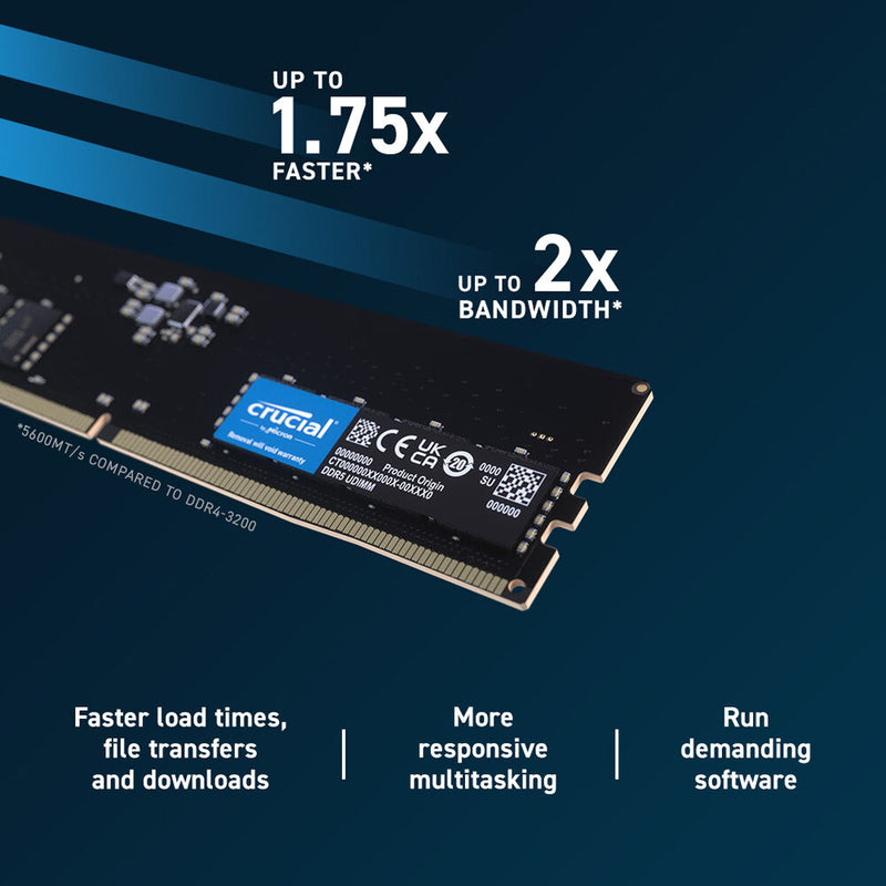 Crucial 64GB Desktop DDR5 5600 MHz UDIMM Memory Kit (2 x 32GB)