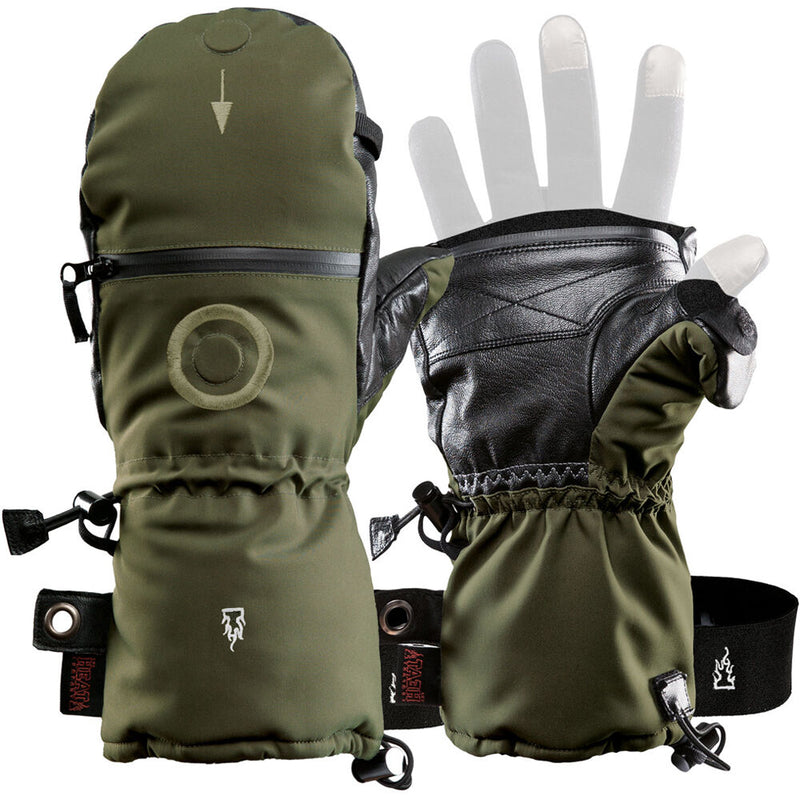 The Heat Company Shell Mittens (Size 10-11, Dark Army Green)