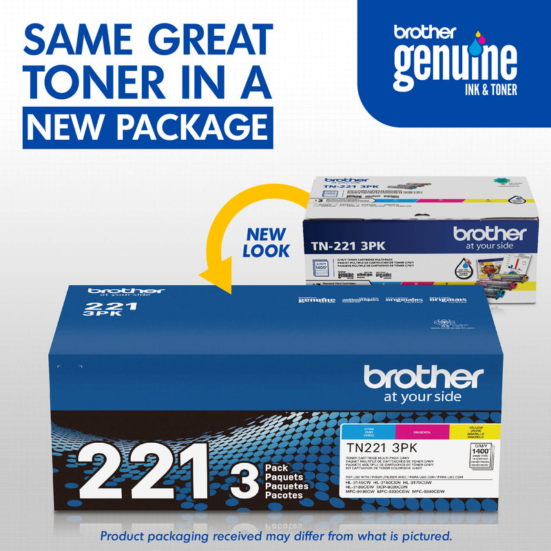 Brother TN221 Standard Yield Color Toner Cartridge 3-Pack