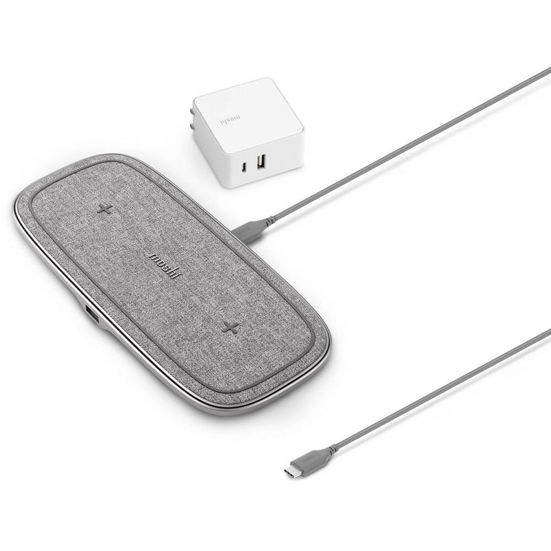 Moshi Sette Q 15W Dual Wireless Charging Pad with Power Adapter (Nordic Gray)