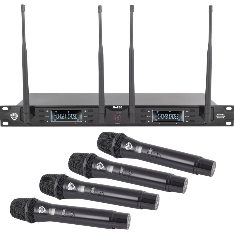 Nady D-450-HT Four-Person Digital Wireless Handheld Microphone System (515 to 598 MHz)