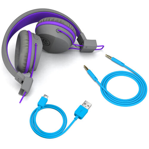 JLab JBuddies Studio Wireless On-Ear Kids Headphones (Gray and Purple)