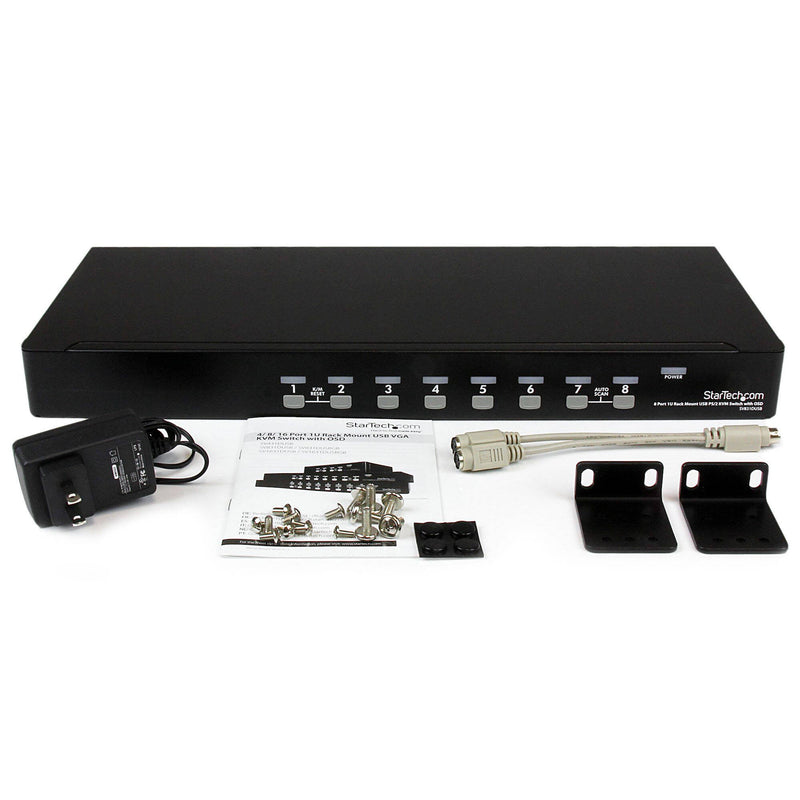 StarTech 8-Port 1U Rackmount USB PS/2 KVM Switch with OSD