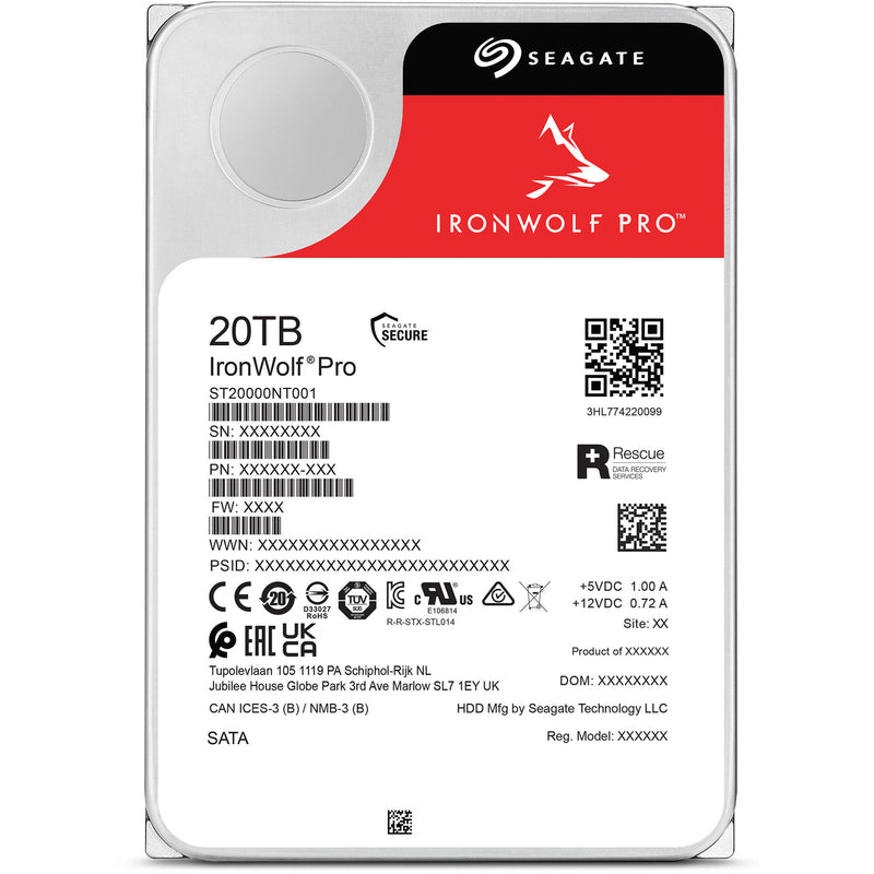 Seagate 20TB IronWolf Pro 7200 rpm SATA III 3.5" Internal NAS HDD (CMR)