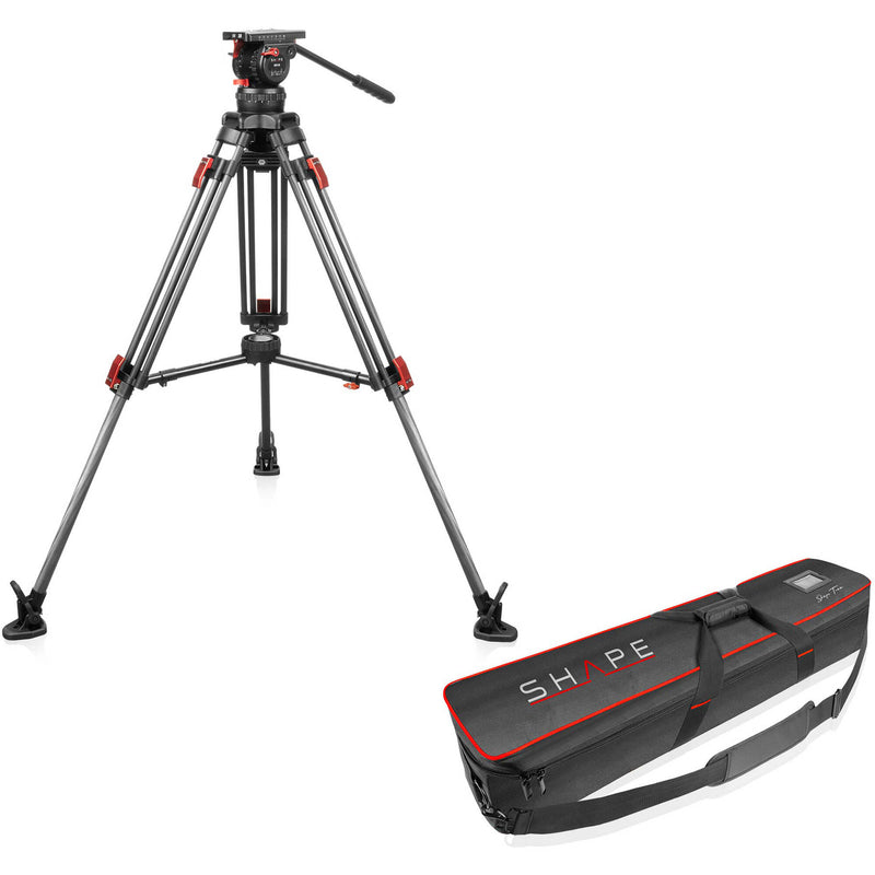 SHAPE Pro Video Carbon Fiber Tripod + Mid-Level Spreader + Fluid Head (33 lb Load)