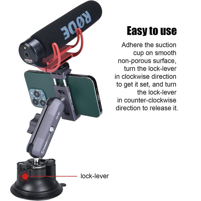 Sunwayfoto Universal Cellphone Auto Bracket Cell Phone Holder Suction Cup Mount