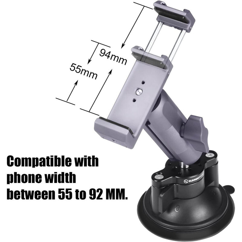 Sunwayfoto Universal Cellphone Auto Bracket Cell Phone Holder Suction Cup Mount