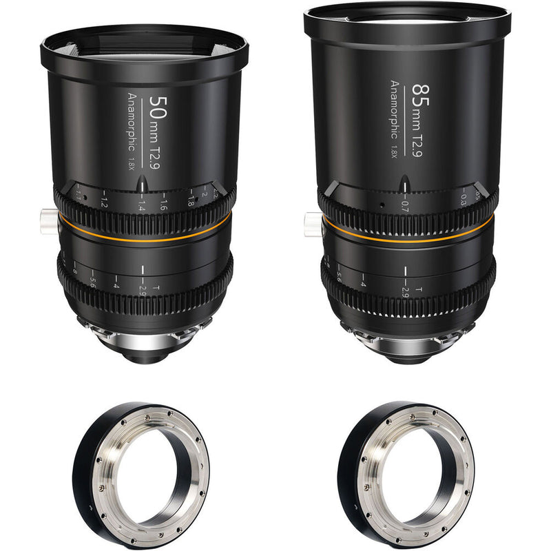 BLAZAR LENS Great Joy 50 & 85mm T2.9 1.8x Anamorphic 2-Lens Kit (PL + EF Mount, Amber Flare)