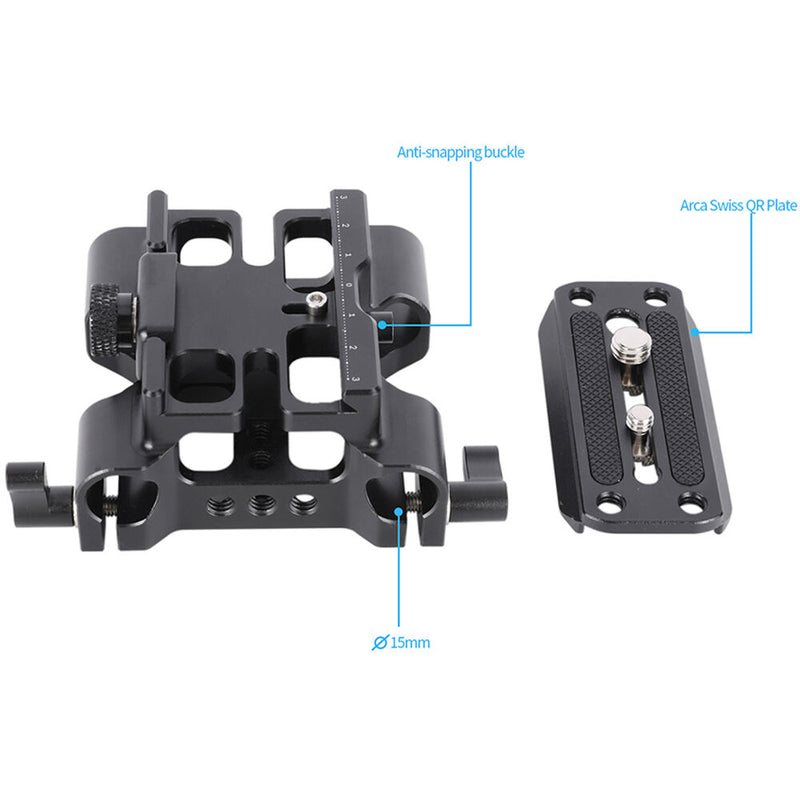 Niceyrig Arca-Type Quick Release Baseplate with 15mm Dual Rod Clamp