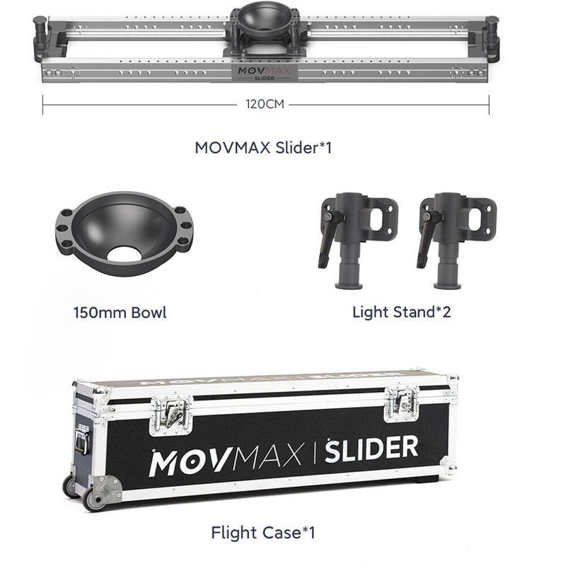 MOVMAX Camera Slider System with 150mm Bowl Mount (47.2")