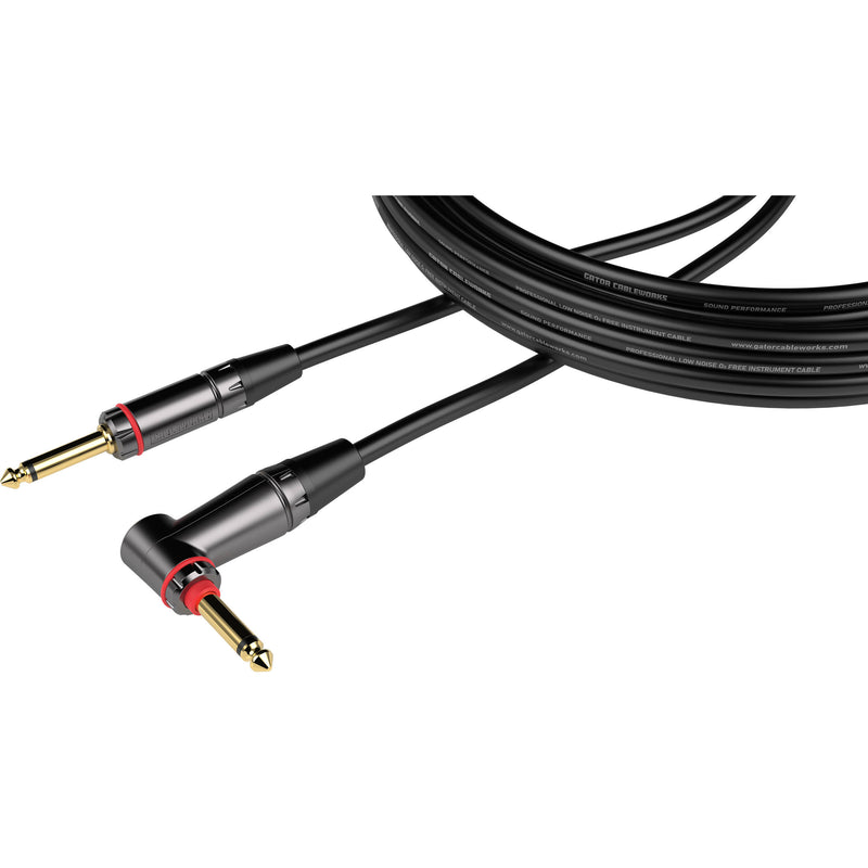 Gator Headliner Series 1/4" Straight to 1/4" Right Angle Quiet Instrument Cable (20')