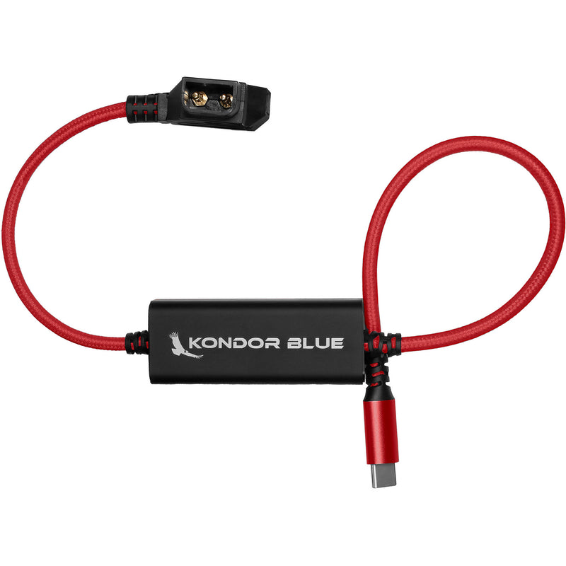 Kondor Blue D-Tap to USB-C Power Delivery Cable for Mirrorless Cameras (16", Cardinal Red)