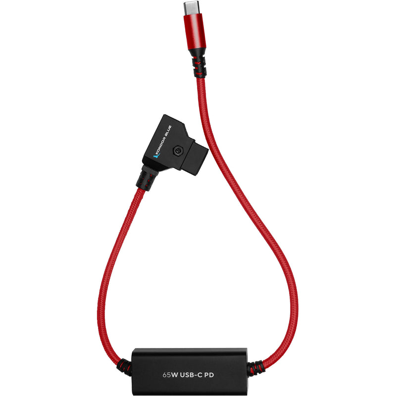 Kondor Blue D-Tap to USB-C Power Delivery Cable for Mirrorless Cameras (16", Cardinal Red)