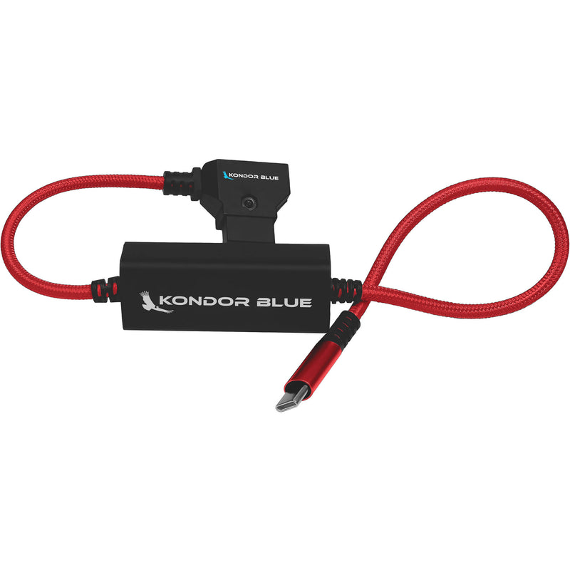 Kondor Blue D-Tap to USB-C Power Delivery Cable for Mirrorless Cameras (16", Cardinal Red)