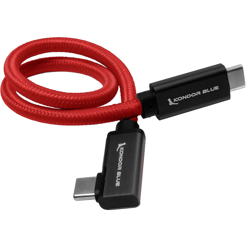 Kondor Blue Right-Angle USB-C 3.1 Gen 2 Cable (12", Cardinal Red)