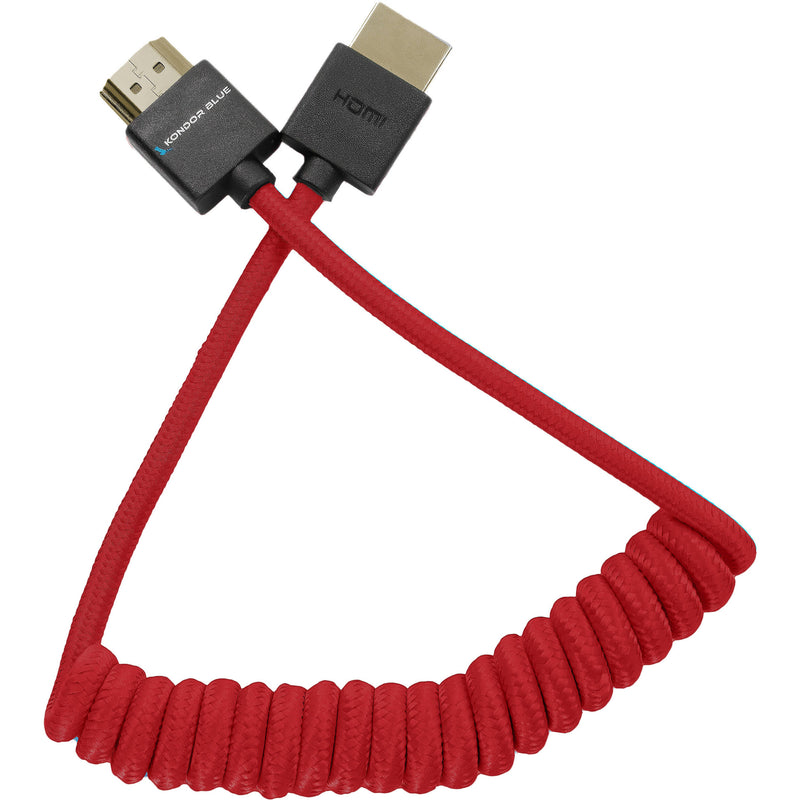 Kondor Blue Coiled High-Speed HDMI 2.0 Braided Cable (12 to 24", Cardinal Red)