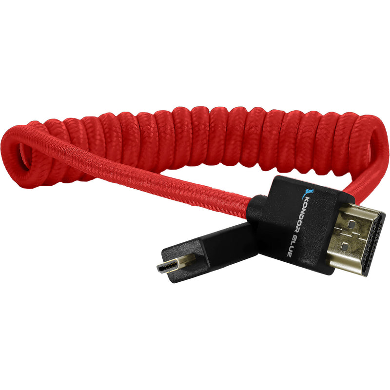 Kondor Blue Coiled Micro-HDMI to HDMI (12 to 24", Cardinal Red)