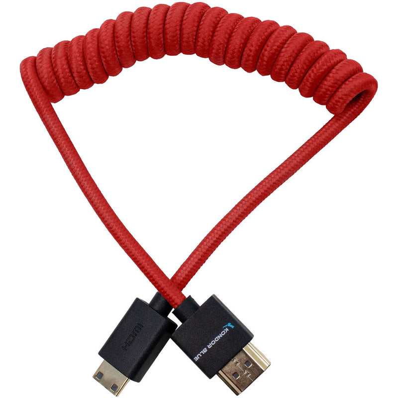 Kondor Blue Coiled Mini-HDMI to HDMI Cable (12 to 24", Red)