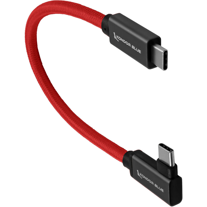 Kondor Blue Right-Angle USB-C 3.1 Gen 2 Cable (8.5", Cardinal Red)