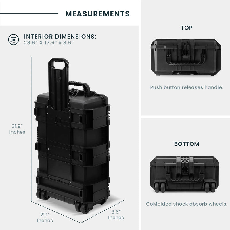 Seahorse 1233 Waterproof Protective Crate with Metal Keyed Locks (Black, Empty Interior)