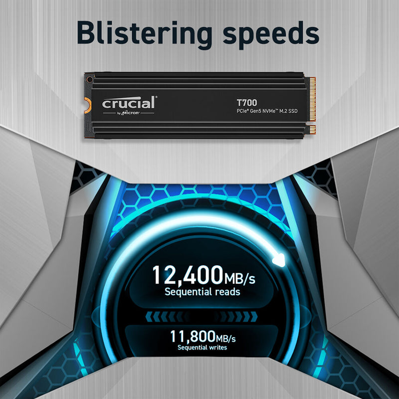 Crucial T700 1TB PCIe 5.0 x4 M.2 Internal SSD with Heatsink