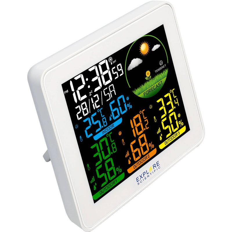 Explore Scientific Radio Weather Station with 3 Sensors (White)