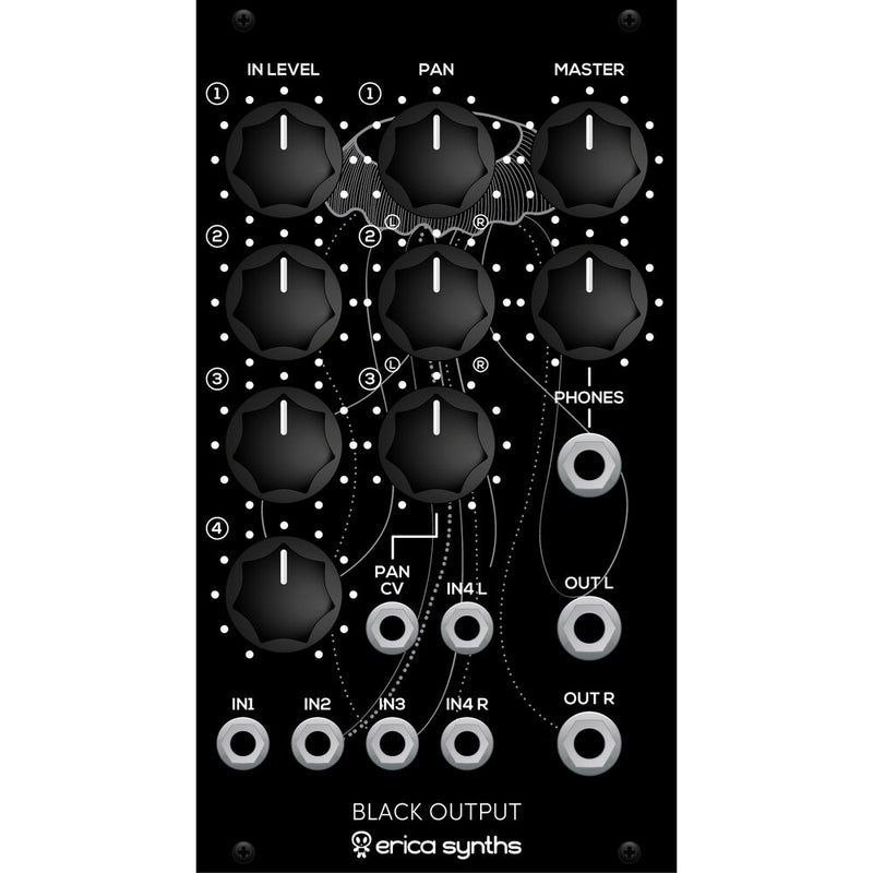 Erica Synths Black Output V2 Mixer and Stereo Panner Eurorack Module (14 HP)