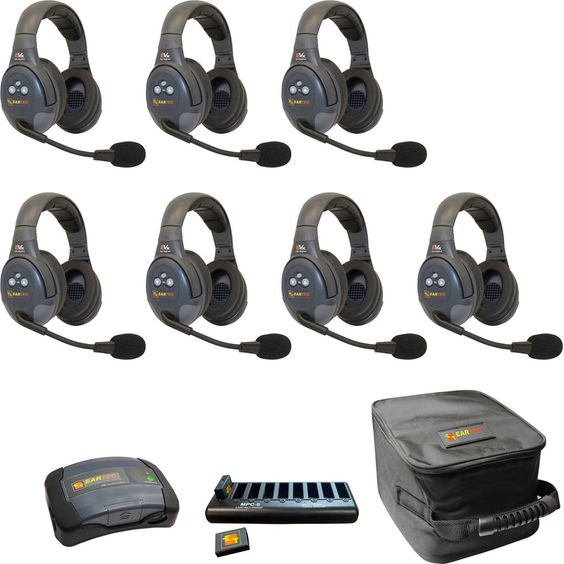 Eartec EVADE EVX7D-CM Dual-Channel Light-Industrial Full-Duplex Wireless Intercom System with 7 Dual-Ear Headsets (2.4 GHz)