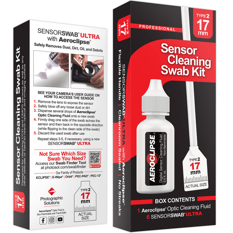 Photographic Solutions Sensor Cleaning Swab Kit (17mm Swab, Aeroclipse Solution)