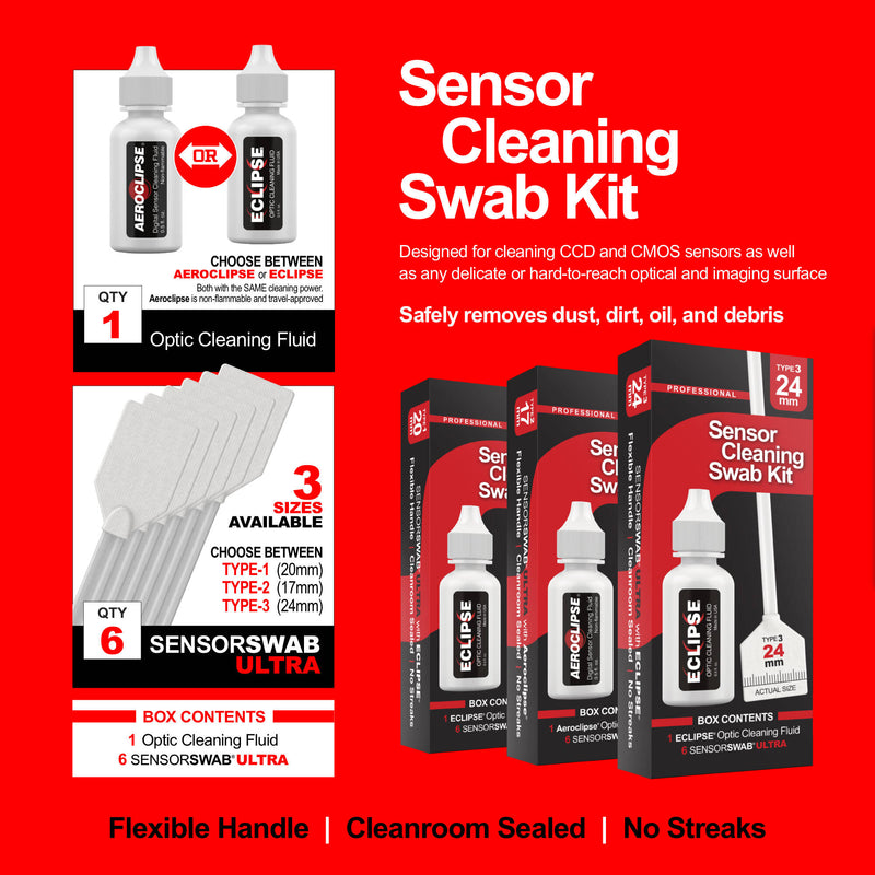 Photographic Solutions Sensor Cleaning Swab Kit (17mm Swab, Aeroclipse Solution)