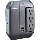 Monster Cable Wall Tap Surge Protector with Swivel Outlets (Black)