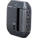 Monster Cable Wall Tap Surge Protector with Swivel Outlets (Black)