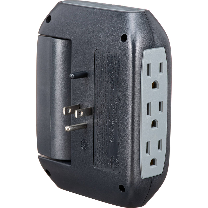 Monster Cable Wall Tap Surge Protector with Swivel Outlets (Black)