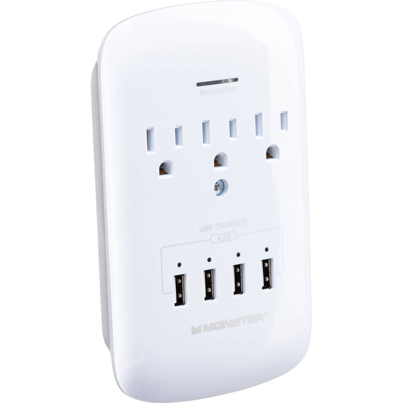 Monster Cable Wall Tap Surge Protector (White)