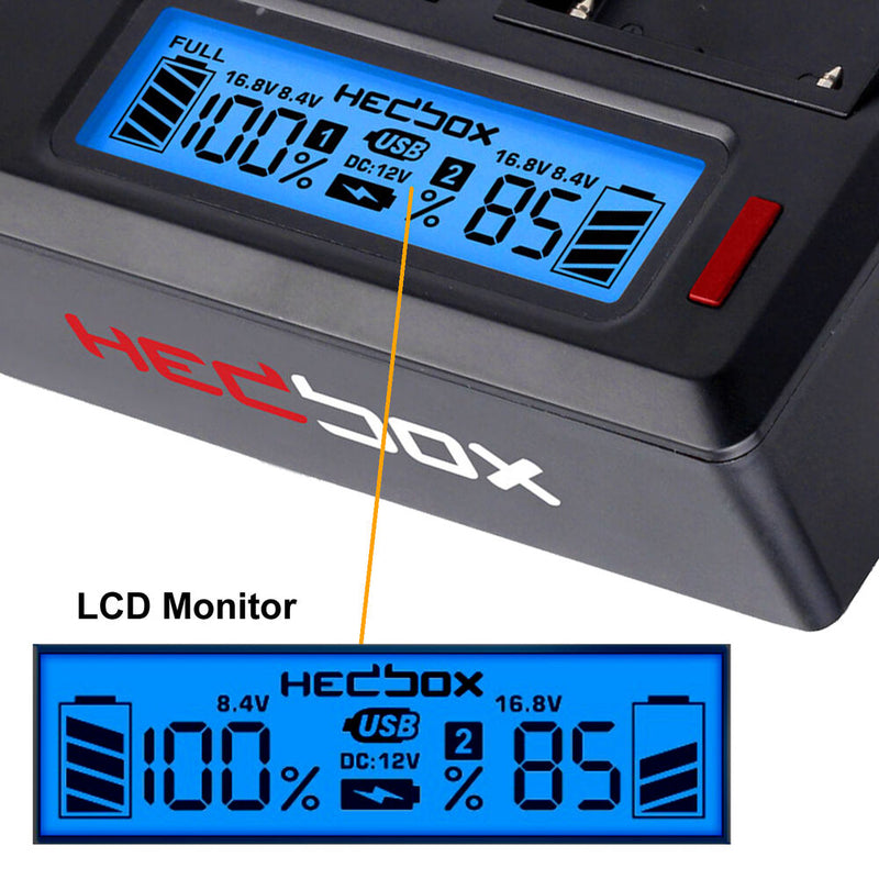 Hedbox RP-DC50 Digital LCD Dual Battery Charger Kit with RP-BPA60 Battery Plates