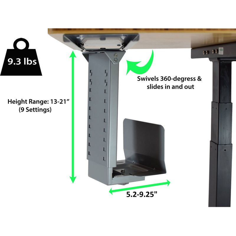 Uncaged Ergonomics Swiveling and Sliding Under-Desk CPU Holder