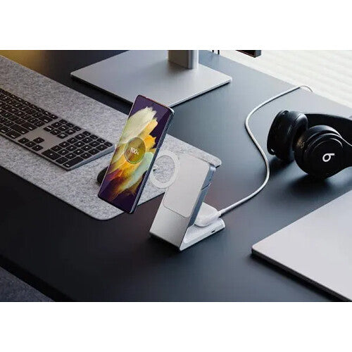 ALOGIC Matrix 2-in-1 Magnetic Smartphone/Earphone Charging Dock (White)