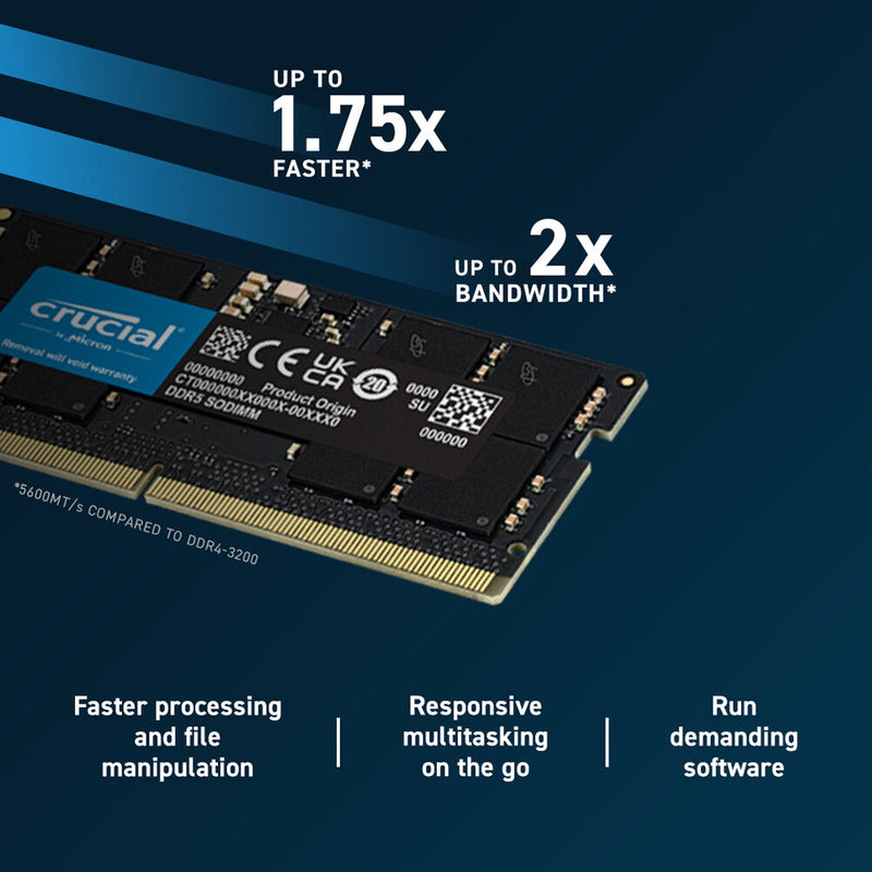 Crucial 8GB Laptop DDR5 5600 MHz SO-DIMM Memory Module