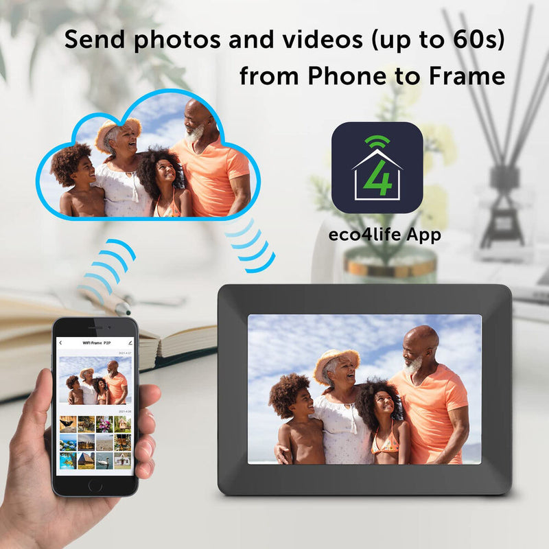 eco4life 10.1" Wi-Fi Digital Photo Frame with Photo/Video Sharing