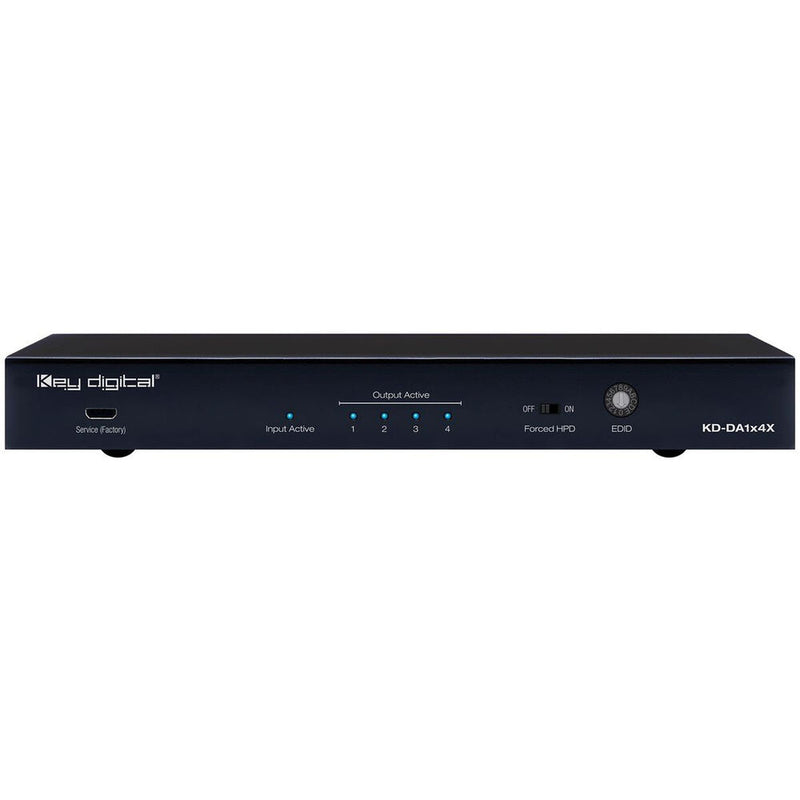 Key Digital 1x4 4K HDMI Distribution Amplifier with Audio De-Embedding/Down Conversion