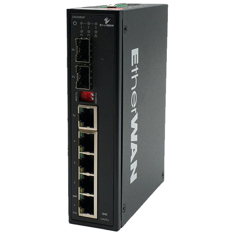 EtherWAN EX42395AT Hardened Unmanaged 4-Port Gigabit PoE and 2-Port Gigabit SFP/RJ45 Combo Ethernet Switch