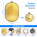 Neewer 5-in-1 Portable Lighting Reflector/Diffuser Kit (2 x 3')