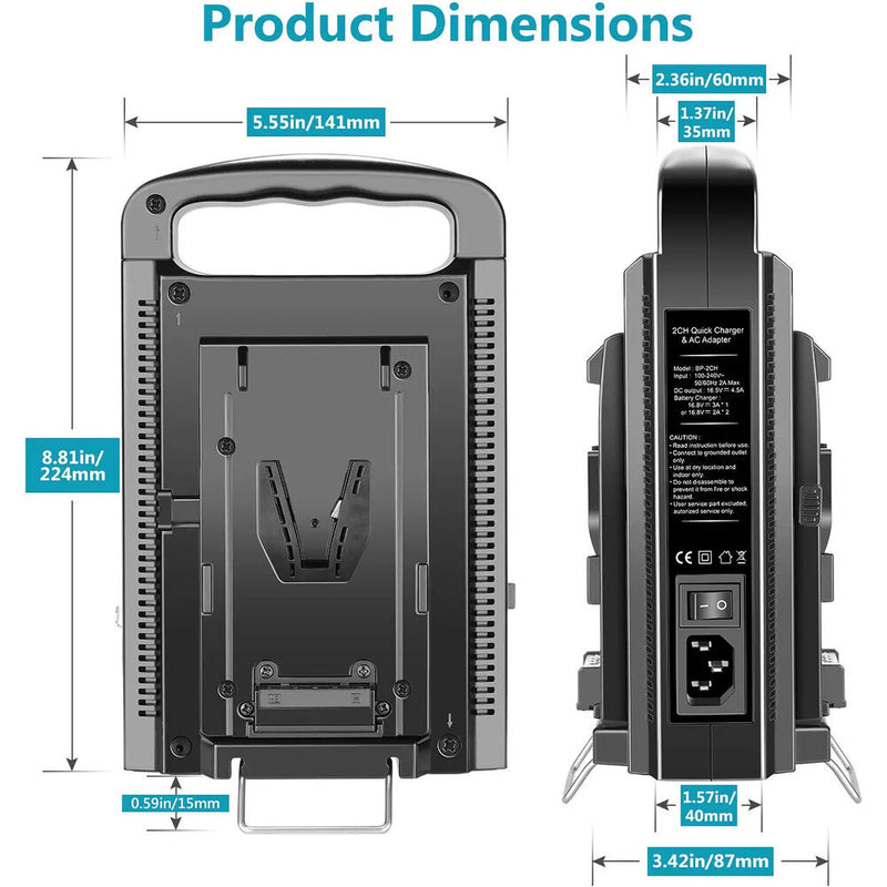 Neewer Dual-Channel V-Mount Battery Charger with XLR Output