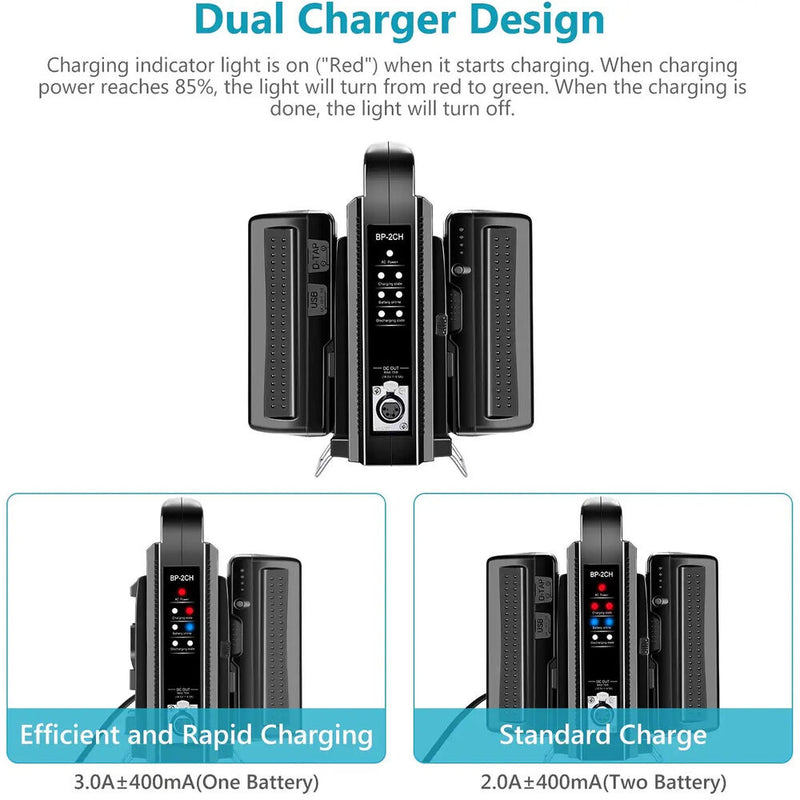 Neewer Dual-Channel V-Mount Battery Charger with XLR Output